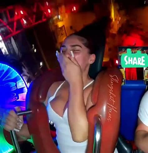 Cover Your Mouth Babe Girls Passing Out Funny Slingshot Ride