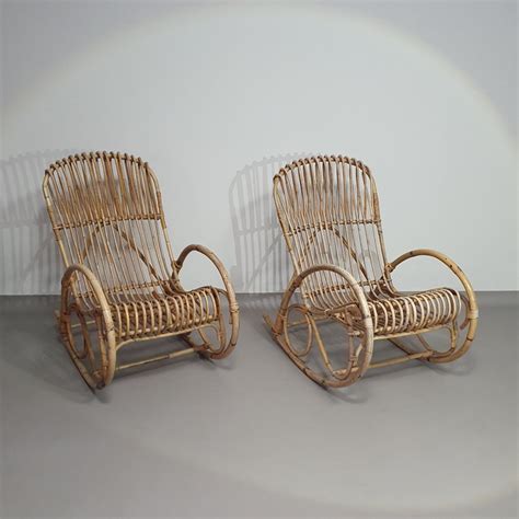 Rattan Bamboo Rocking Chairs By Rohe Noordwolde 243378