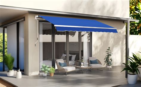 Outsunny 8 X 7 Manual Retractable Sun Shade Patio Awning Outdoor Deck