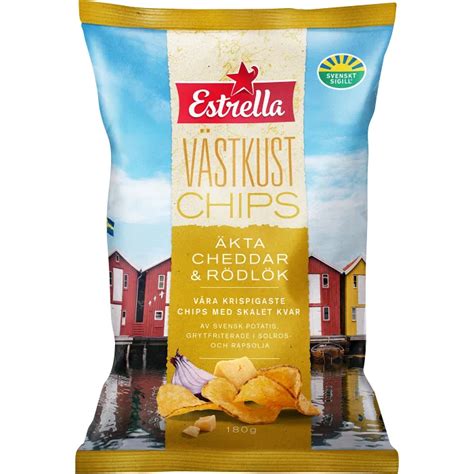 Västkustchips Cheddar rödlök 180g Estrella Handla mat online från