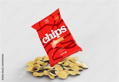 Potato with Chips Bag Mockup Stock Template | Adobe Stock