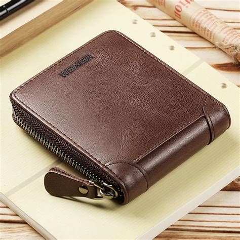 Men S Leather Bifold Zip Wallet Small Short Coin Wallet Card Wallet For Men Shopee Singapore