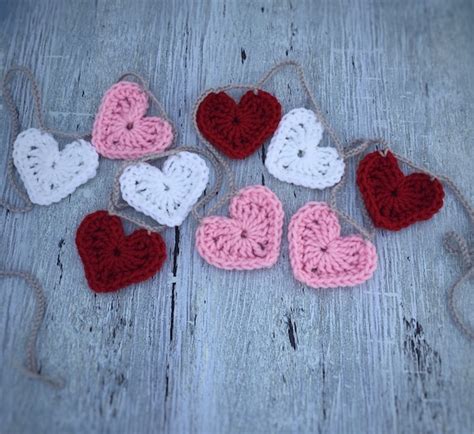 Items Similar To Crochet Heart Garland Valentine Decor Valentines