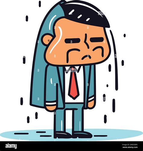 Angry Businessman Crying And Crying Vector Illustration Stock Vector