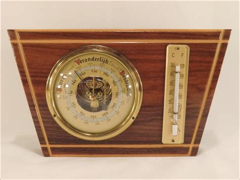 Vintage Lufft Wandbarometer Weerstation Aneroïde Barometer Hout