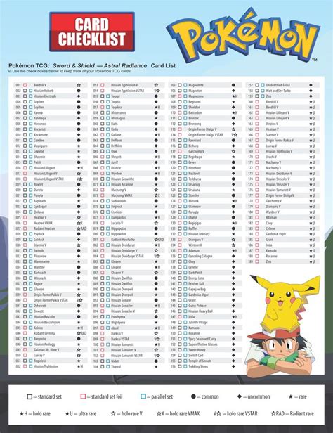 The Pokemon Card Checklist Is Shown Here