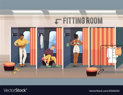 Fitting Room People Men And Woman Royalty Free Vector Image