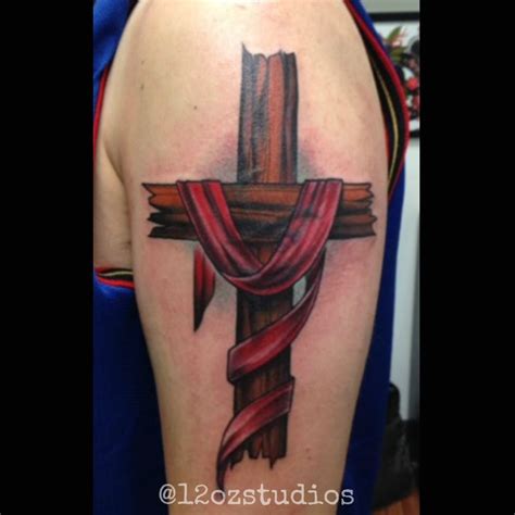 Beautiful Religious Wooden Cross Male Arm Tattoo By Bobby Trefz Tats