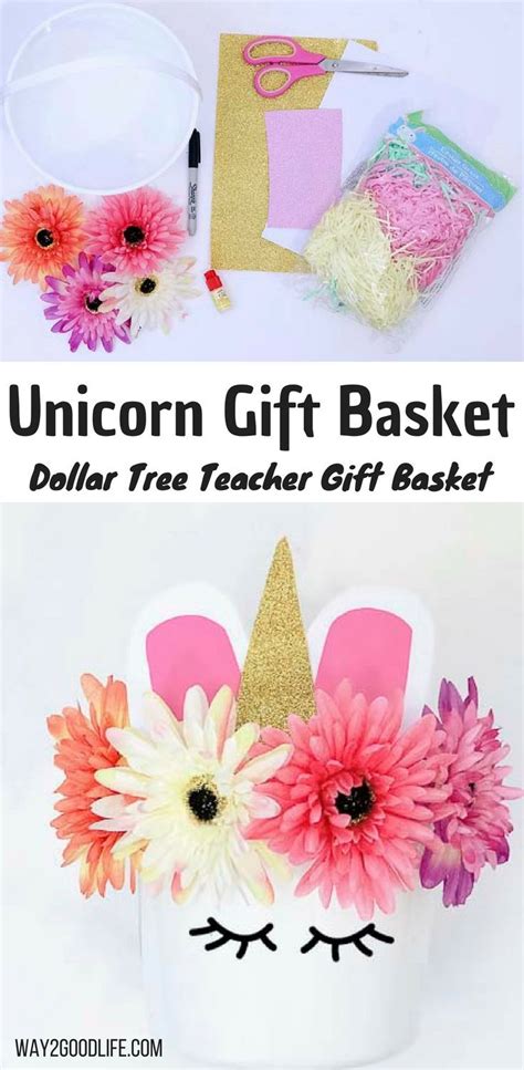 Unicorn Gift Basket For A Teacher From Dollar Store Dollar Tree Gifts