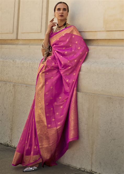 Princess Pink Banarasi Khaddi Silk Saree Urban Womania