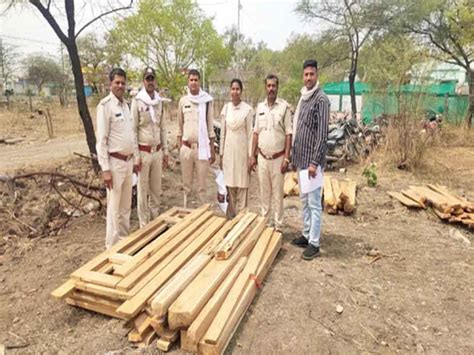 58 Pieces Of Teak And Machine Seized From Furniture Mart वन विभाग ने