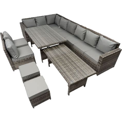 Barcelona 12 Seater Rattan Garden Furniture Dining Set With Extending