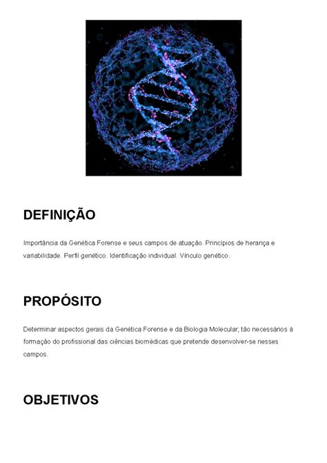 Dna Como Evidência Na Genética Forense DefiniÇÃo Importância Da