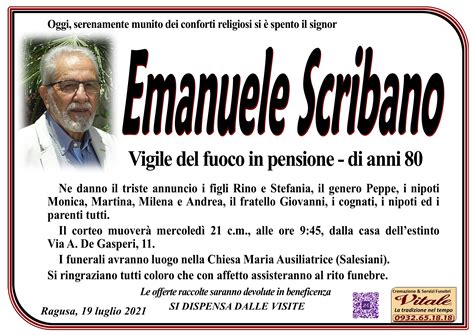 Necrologi Emanuele Scribano Ragusa Oggi