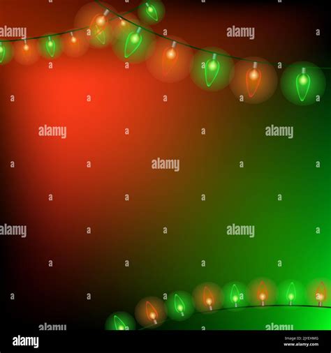 Red And Green Christmas Background With Lights Background For Post With A Place For Text