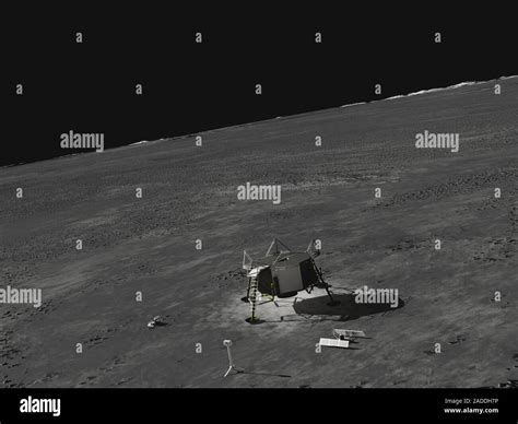 Apollo 11 Moon Landing Site And Descent Stage Illustration Descent