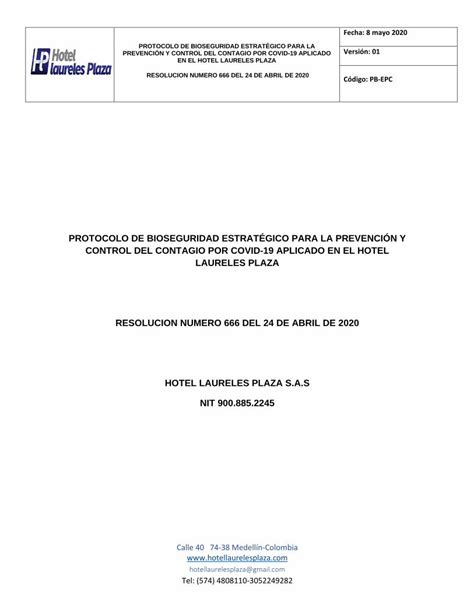 Pdf Protocolo De Bioseguridad Estrat Gico Para La Dokumen Tips