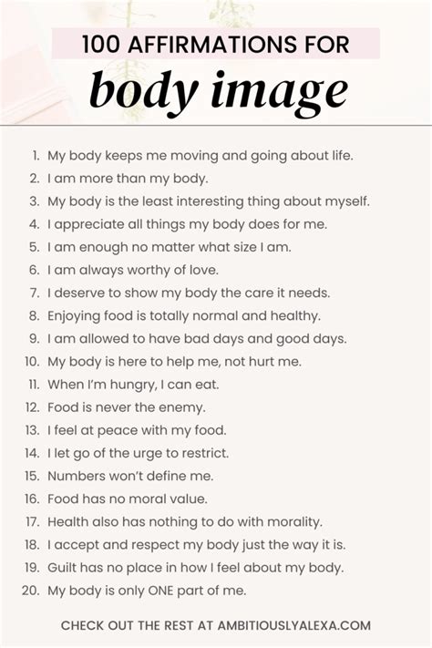 140 Affirmations For Body Image To Achieve Acceptance Ambitiously Alexa