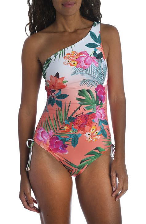 Buy La Blanca Tropicalia Ruched One Shoulder One Piece Swimsuit Bird Of Paradise At 25 Off