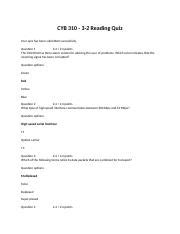 CYB 310 3 2 Reading Quiz Docx CYB 310 3 2 Reading Quiz Your Quiz