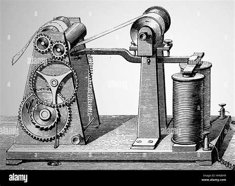 Morse Telegraph Receiving Instrument Shown Printing A Message Stock