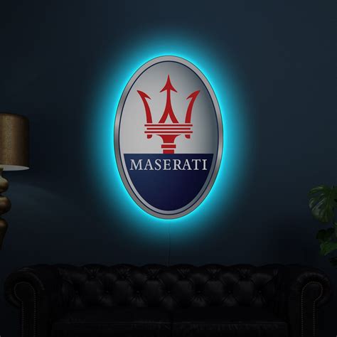 Maserati Logo Lighted Maserati Led Sign Maserati Neon Sign Etsy