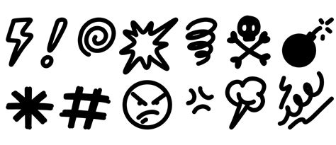 Doodle Sketch Style Of Swearing Icons Cartoon Hand Drawn Illustration