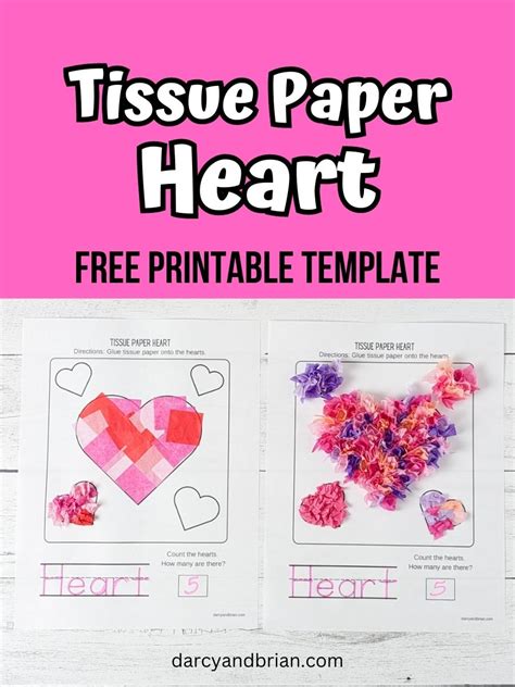 Tissue Paper Heart Craft | Free Printable Template