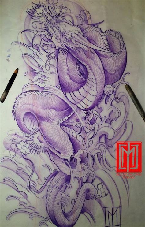 A Drawing Of A Dragon With Flowers On It