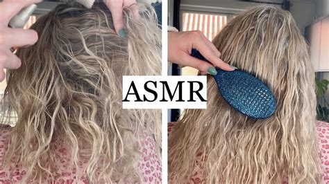 Asmr Detangling Curly Hair 🤍 Brushing Out Knots Spraying Braiding