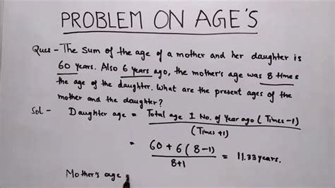 Problem On Ages Part Youtube