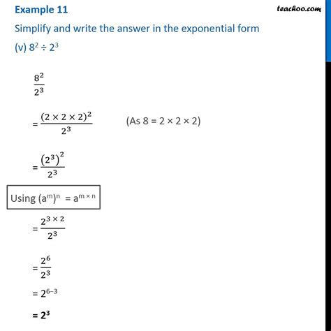 Example Simplify And Write The Answer In Exponential Form