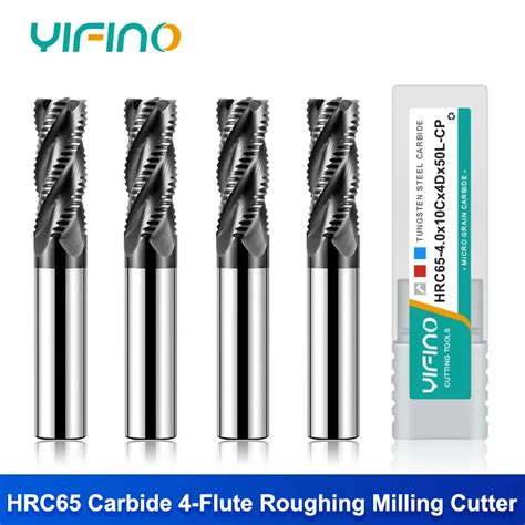 Yifino Hrc Flute Roughing End Mill Tungsten Steel Carbide Black