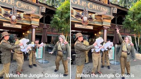 VIDEO Jungle Cruise Skippers Re Enact Ride With Plush Hippos During