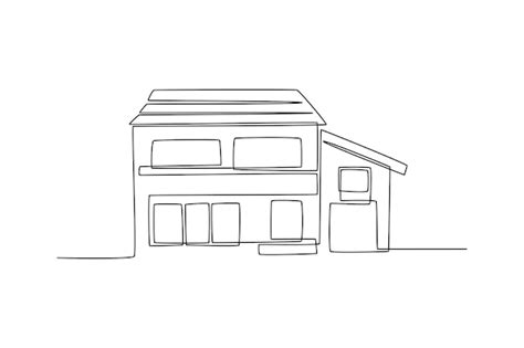 Premium Vector Single One Line Drawing Modern Cityscape Home