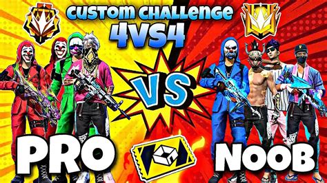 🔥free Fire Custom Challenge In My Subsciber 4vs4 😱 Noob Vs Pro🤬op