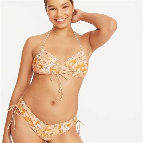 J Crew Swim J Crew Ruched Halter Bikini Set Plus Sarong In Zinnia Floral Poshmark
