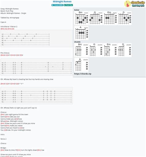 Chord Midnight Romeo Tab Song Lyric Sheet Guitar Ukulele Chordsvip