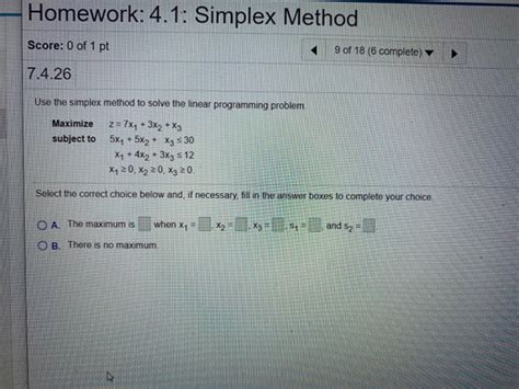 Solved Homework Simplex Method Score Of Pt Of Chegg