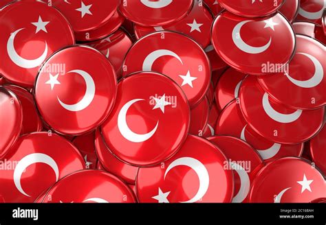 Turkey Badges Background Pile Of Turkish Flag Buttons Stock Photo Alamy