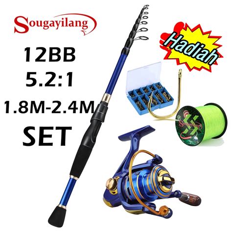 Jual Sougayilang Joran Pancing Set 1 8m 2 1m 2 4m Joran Dan 12BB 5 2 1