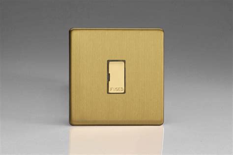 Varilight Flat Plate Screwless Brushed Brass 13a Unswitched Fused Spur With Metal Inserts