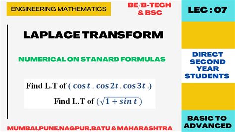 Laplace Transform Problem Of Standard Formulas On Laplace Transform