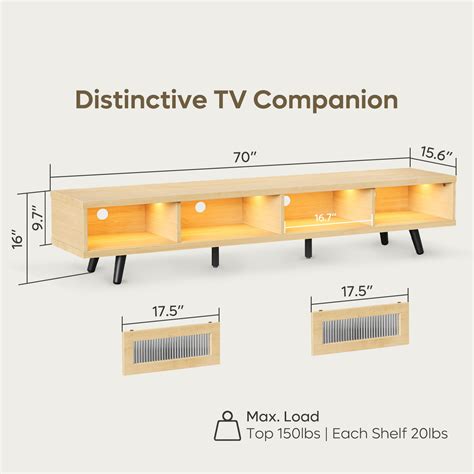 Bestier 70 Led Tv Stand For Tvs Up To 75 Mid Century Modern Entertainment Center With Sliding