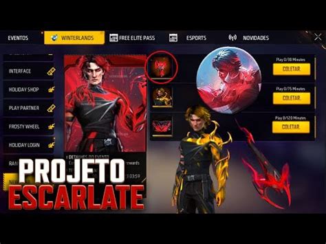 TUDO DO NOVO EVENTO PROJETO ESCARLATE ITENS GRÁTIS SKIN EVOLUTIVA