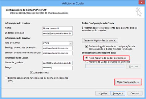 Como Adicionar Conta De E Mail No Outlook 2016 POP 3