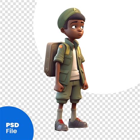 Render 3d D un écolier Afro américain Avec Modèle Psd De Sac à Dos