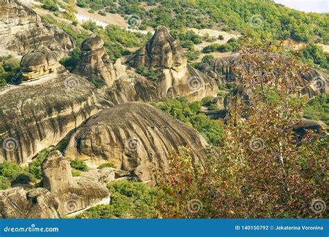 Rock Formations Are A Main Part In The Beautiful Landscape Of Meteora