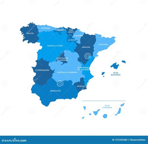 Spain Regions Map stock vector. Illustration of administrative - 197203580