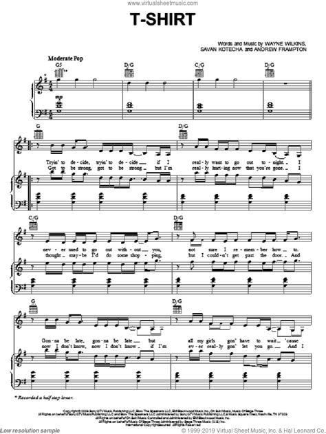 Shontelle T Shirt Sheet Music For Voice Piano Or Guitar Pdf